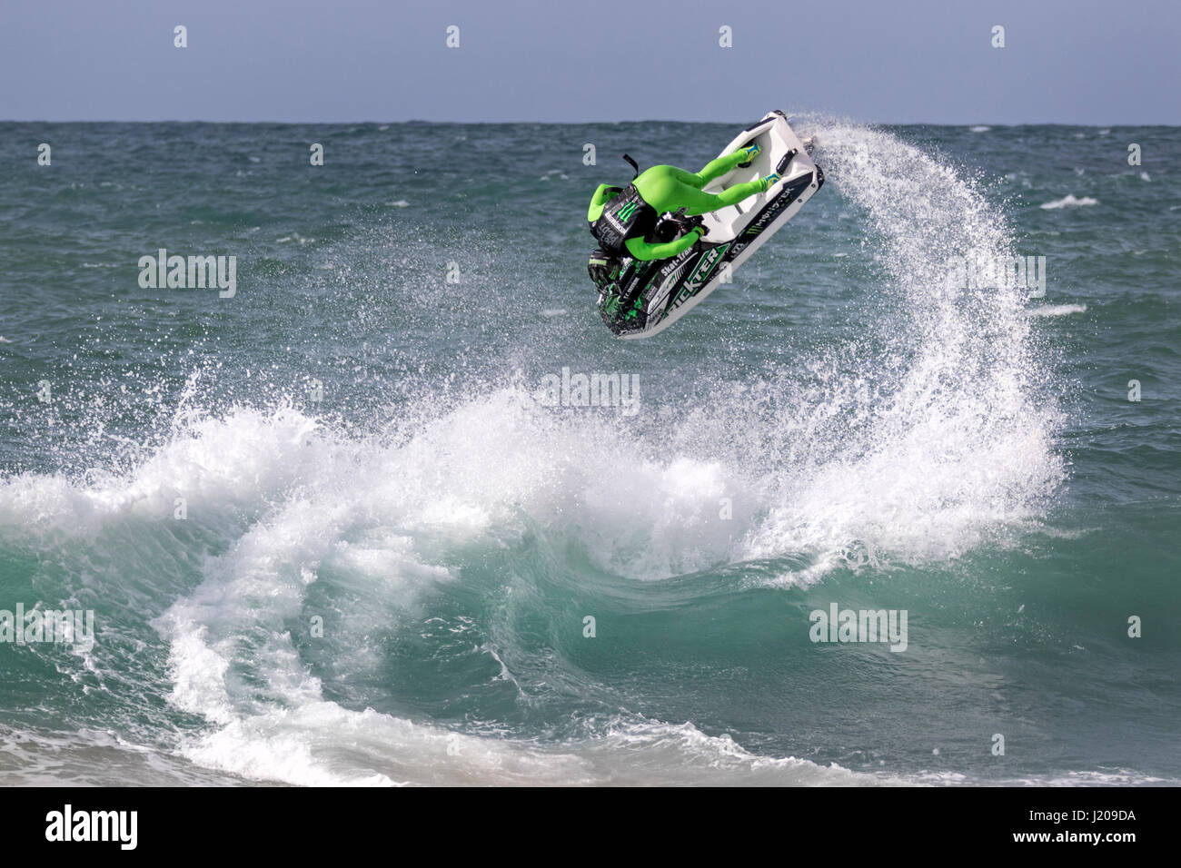 Jet Ski tricks, Atlantic Ocean, Portugal, Europe Stock Photo
