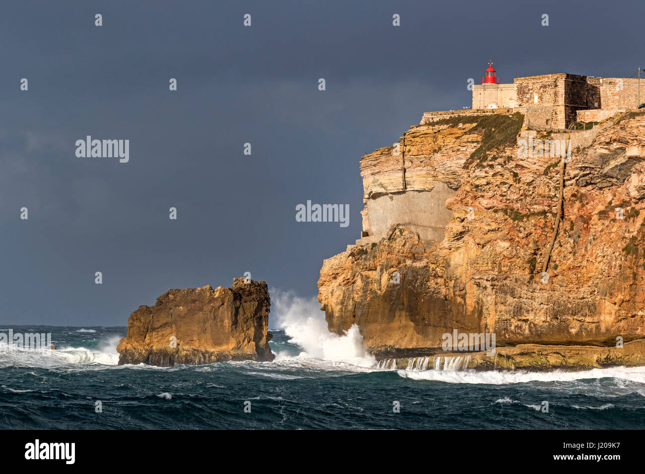 Big waves at Nazare, Portugal, Europe Stock Photo