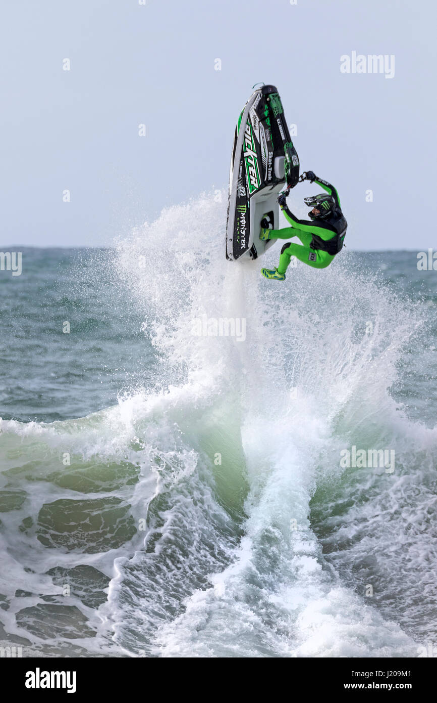 Jet Ski tricks, Atlantic Ocean, Portugal, Europe Stock Photo