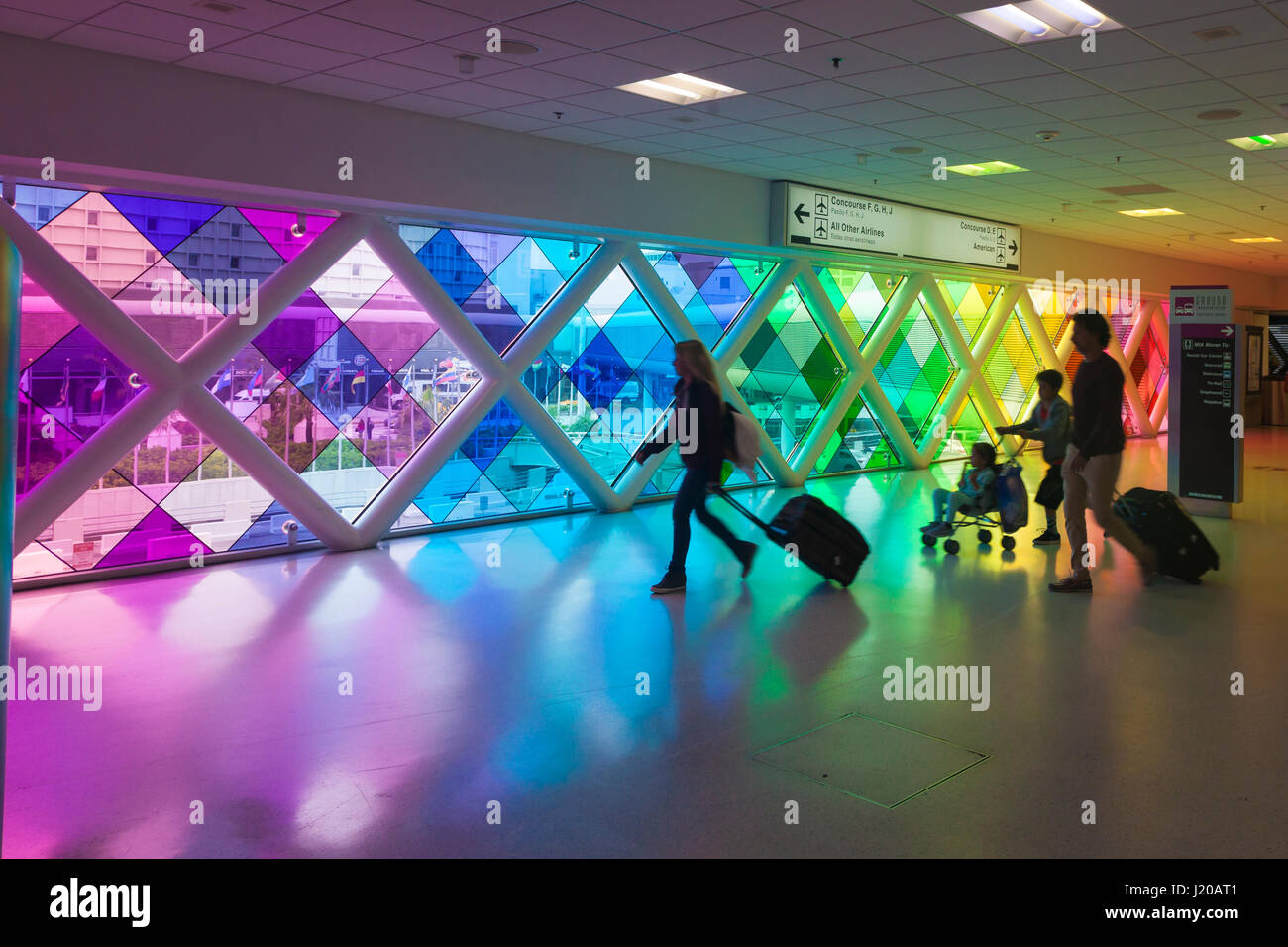 Miami, Fl, USA - March 24, 2017: Colorful windows in the Miami International Airport. Florida, United States Stock Photo