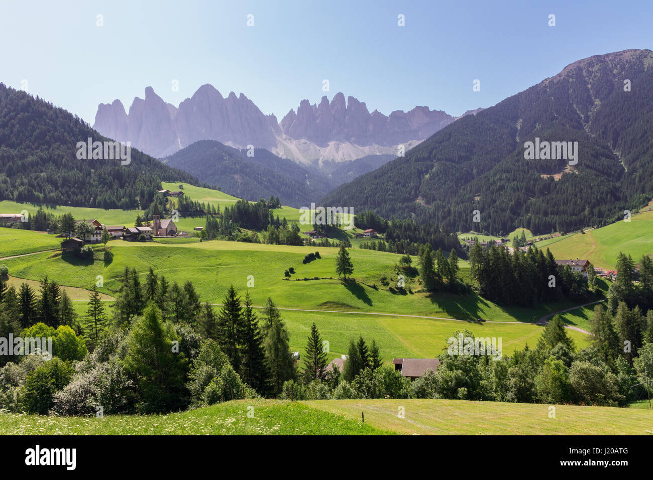 Santa Maddalena in the Dolomites in Italy,Europe Stock Photo