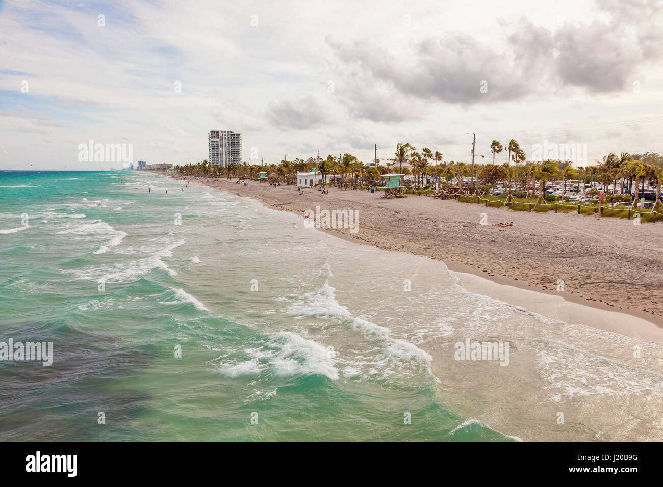 Dania Beach, Fl, USA - March 13, 2017: Coastline at the Dania Beach on a cloudy day in March. Florida, United States Stock Photo
