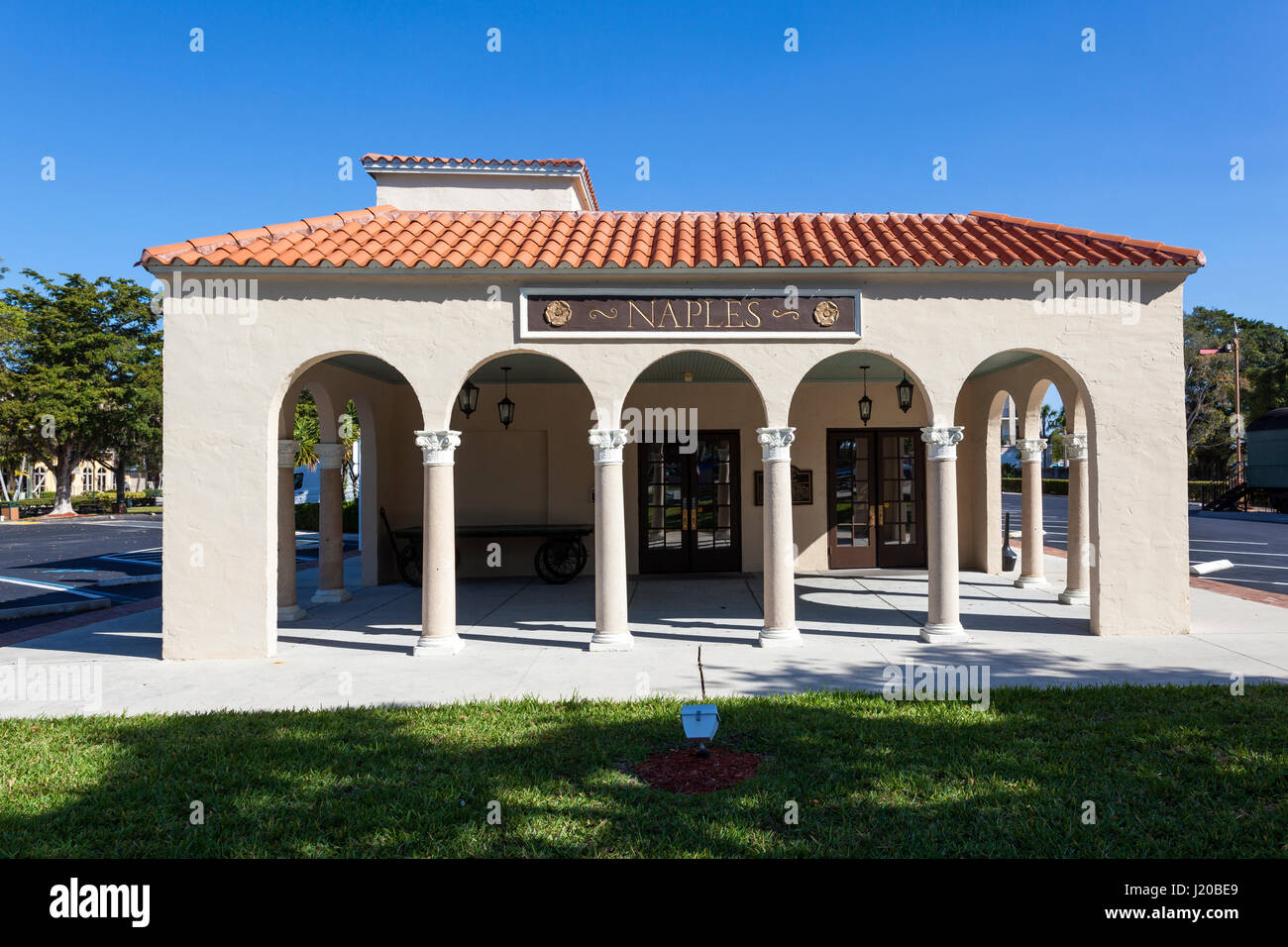 Naples, Fl, USA - March 21, 2017: Exterior view of the Naples depot and train museum. Florida, United States Stock Photo