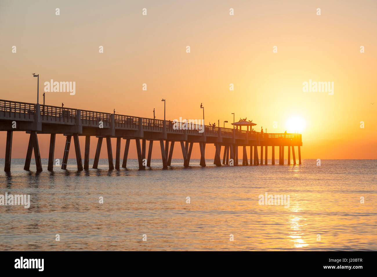 Dania beach fishing pier at sunrise. Hollywood beach, Florida, United States Stock Photo
