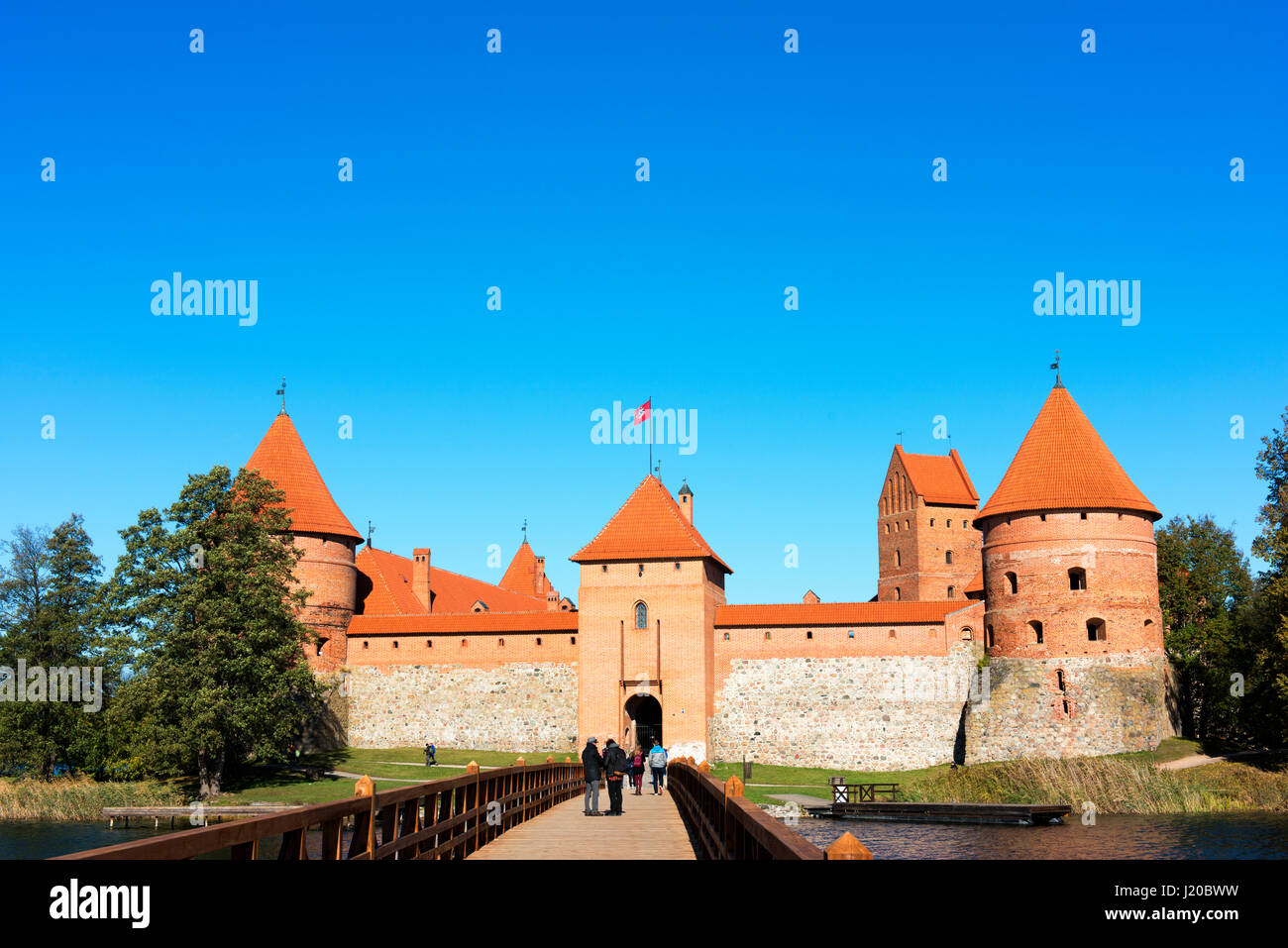 Trakai Island Castle was constructed in the 14th and 15th centuries.  It was one of the main centres of the Grand Duchy of Lithuania. Stock Photo