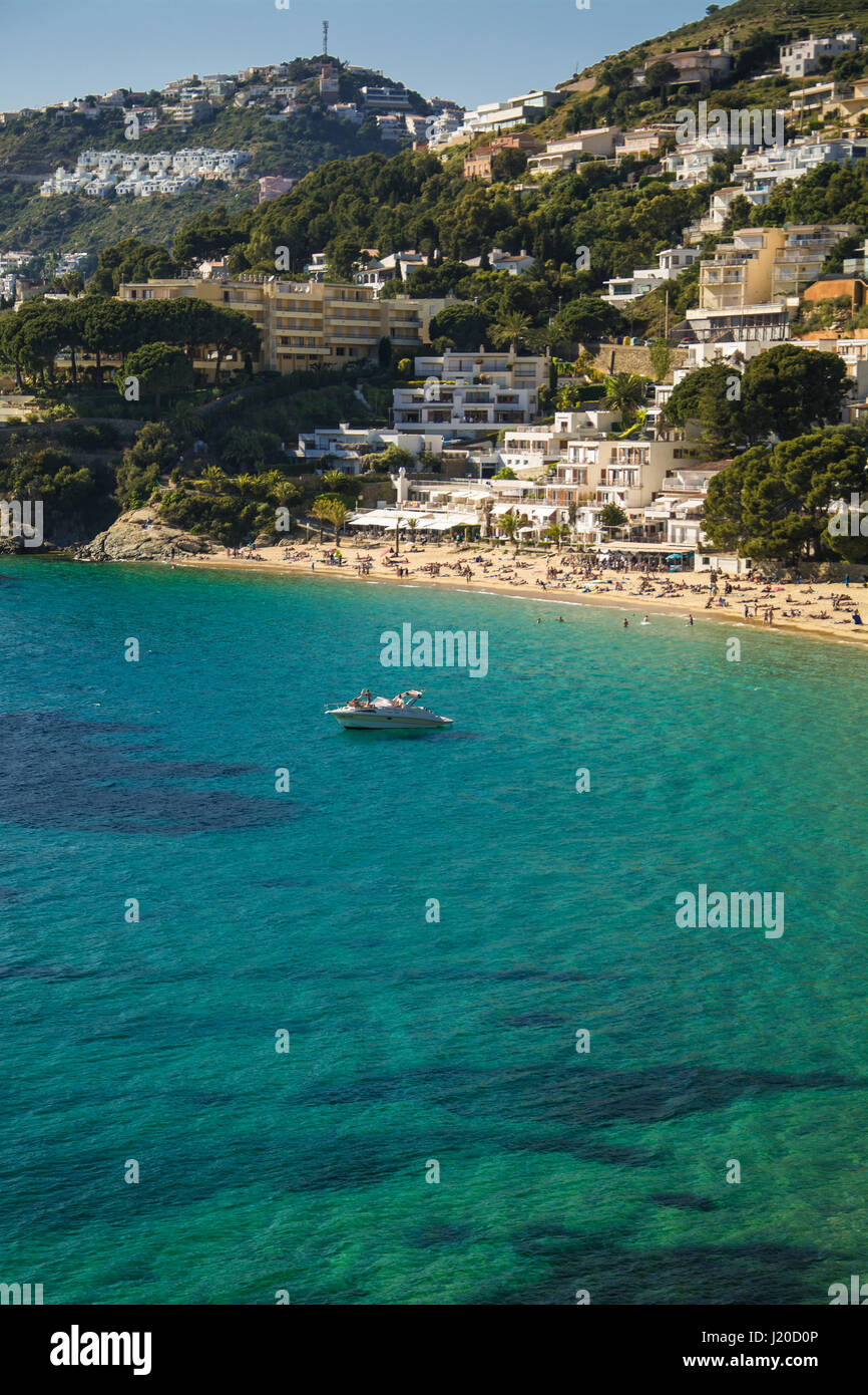 Petites Canyelles Beach in Roses, Costa Brava, Catalonia, Spain Stock Photo