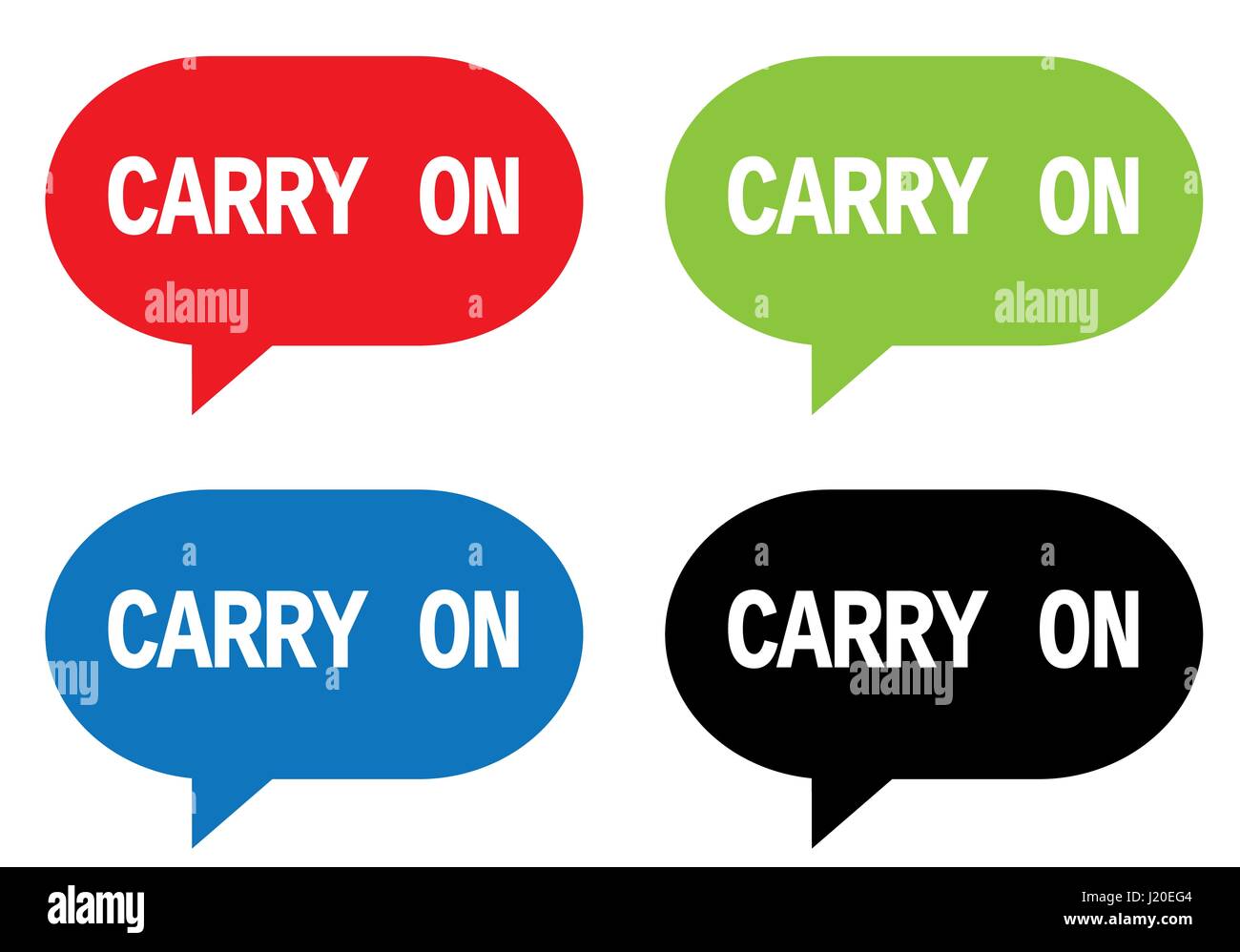 CARRY ON text, on rectangle speech bubble sign, in color set Stock ...