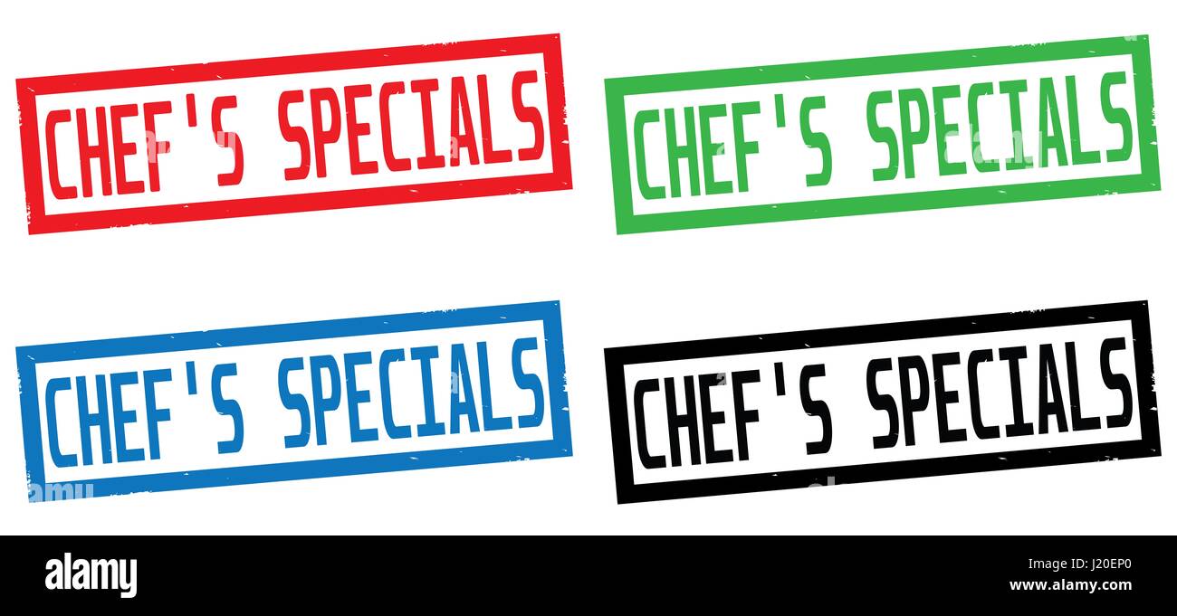 CHEF'S SPECIALS text, on rectangle border stamp sign, in color set ...