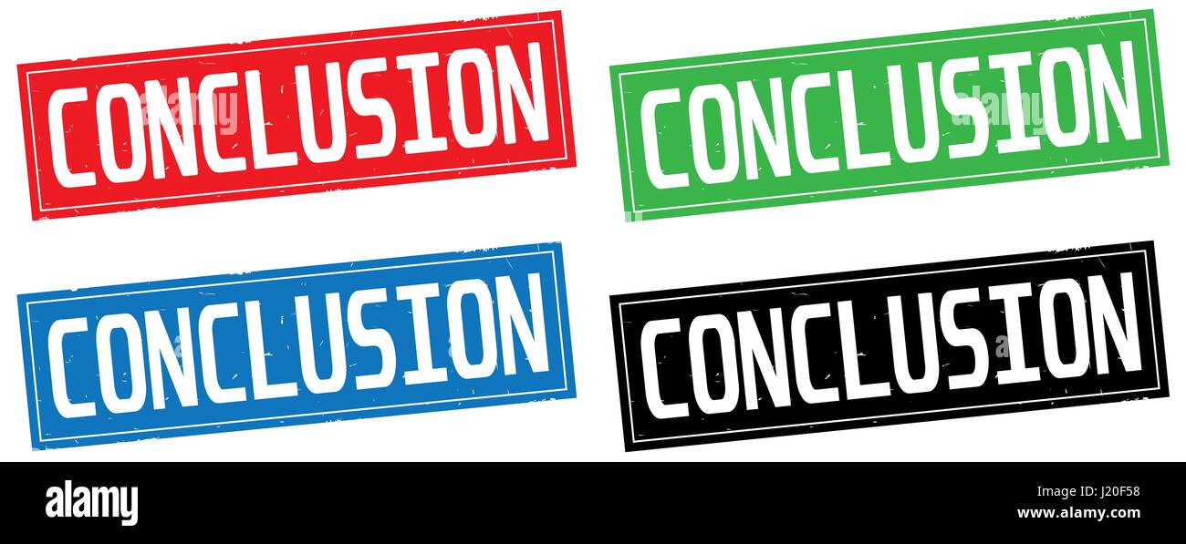 CONCLUSION text, on rectangle stamp sign, in color set Stock Photo - Alamy