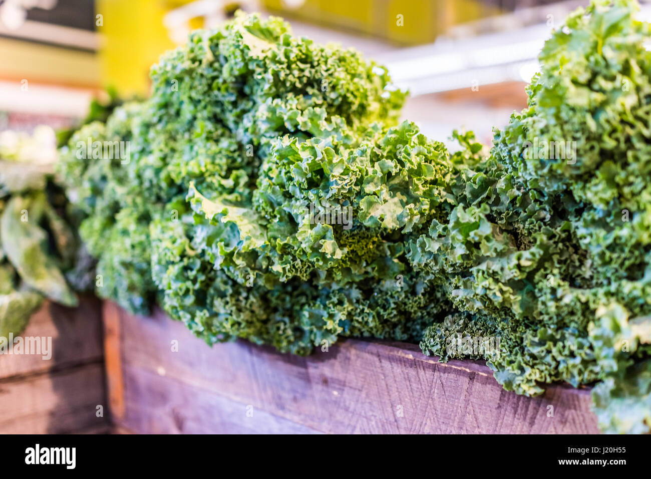 Closeup of kale greens in market store Stock Photo - Alamy