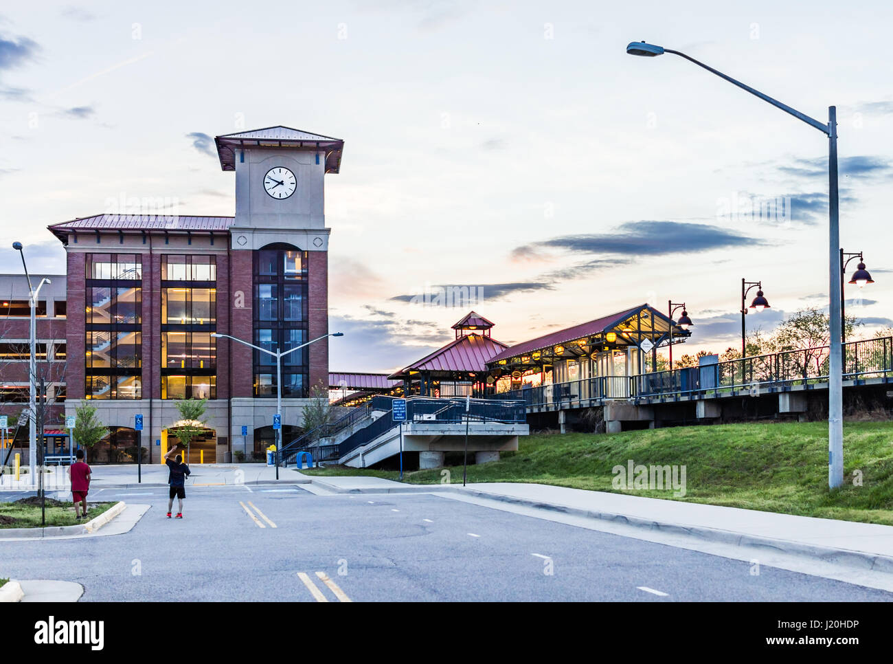 Burke, USA April 16, 2017 Burke Centre train station with parking