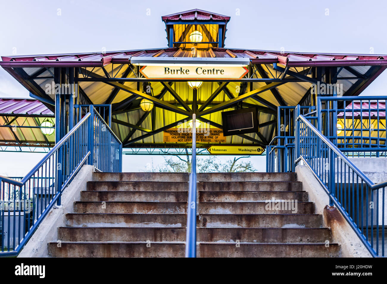 Burke, USA April 16, 2017 Burke Centre train station platform with