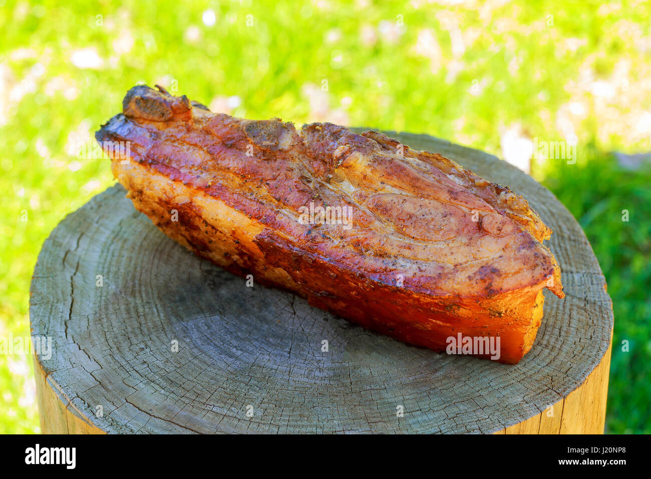 Smoked pork belly , cured bacon smoked pork bacon Stock Photo Alamy