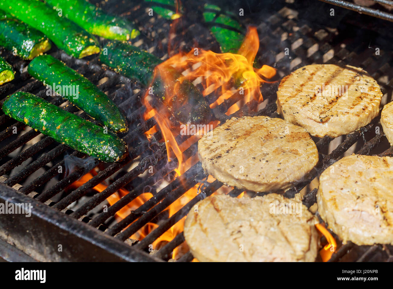 Beef or pork meat barbecue burgers for hamburger prepared grilled on ...