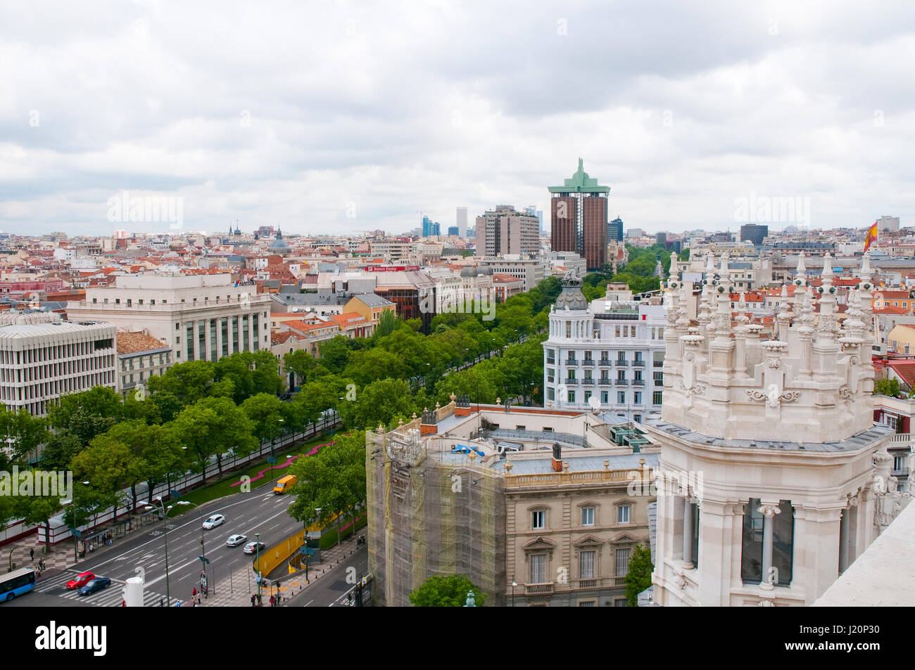 Paseo de Recoletos, view from above. Madrid, Spain. Stock Photo
