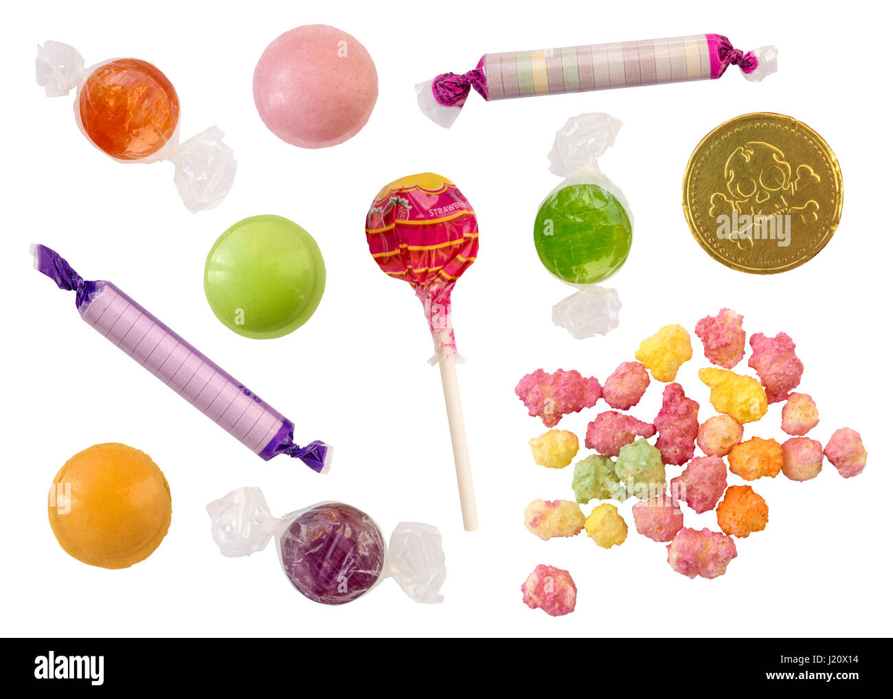 Isolated Collection Of Retro British Sweets (Candy) Stock Photo