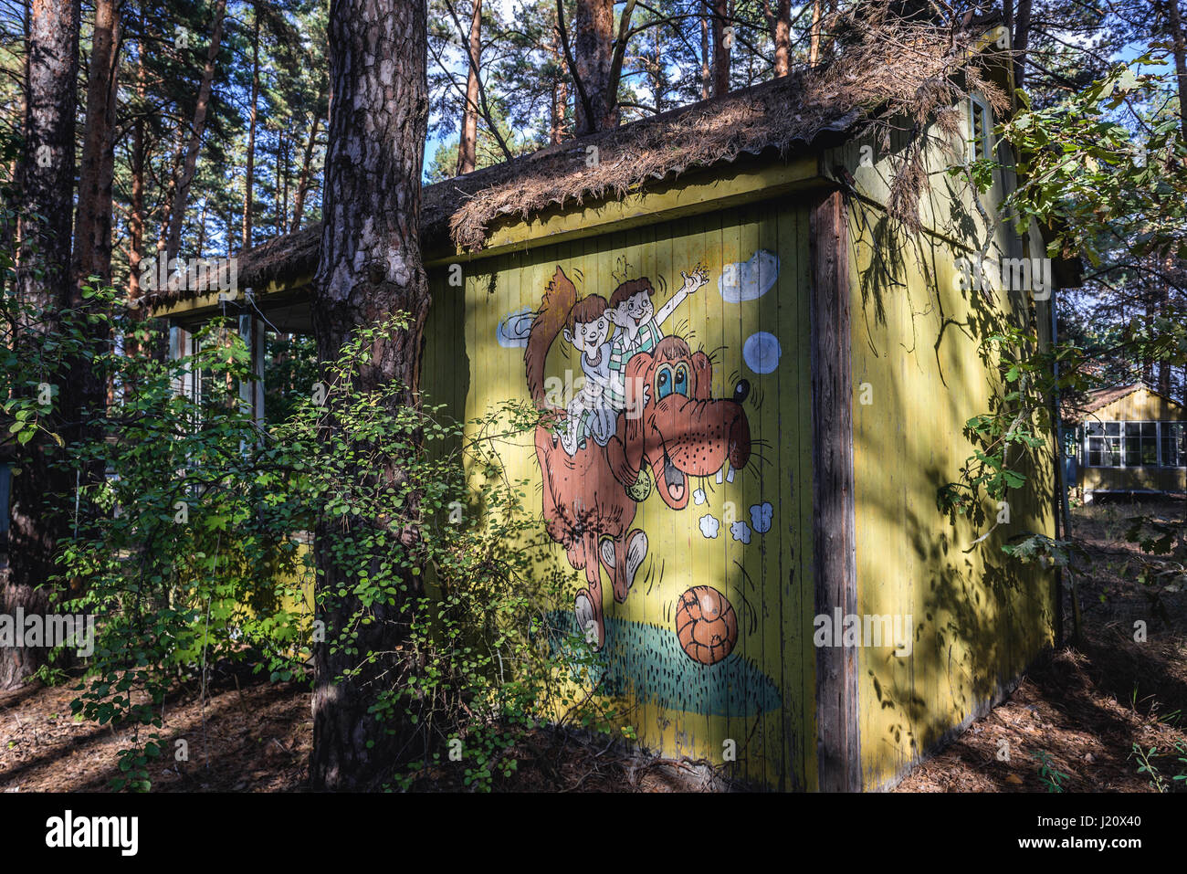 Russian cartoon characters drawed on a summer house in Russian cartoon characters drawed on a summer house in