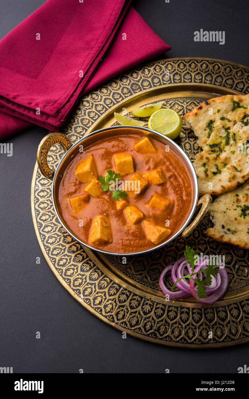 Paneer Butter Masala Or Cheese Cottage Curry Popular Indian Stock