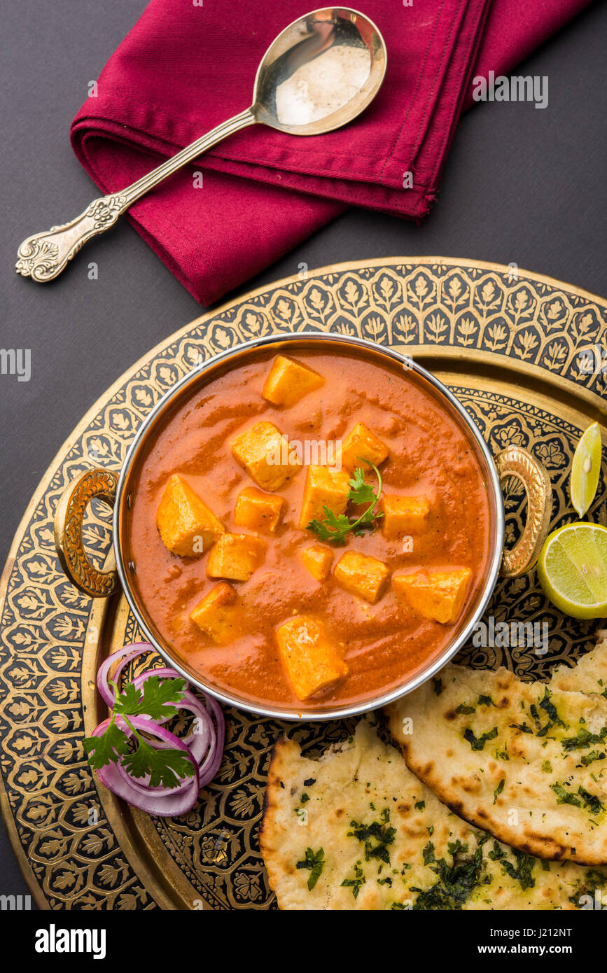 Paneer Butter Masala Or Cheese Cottage Curry Popular Indian Stock