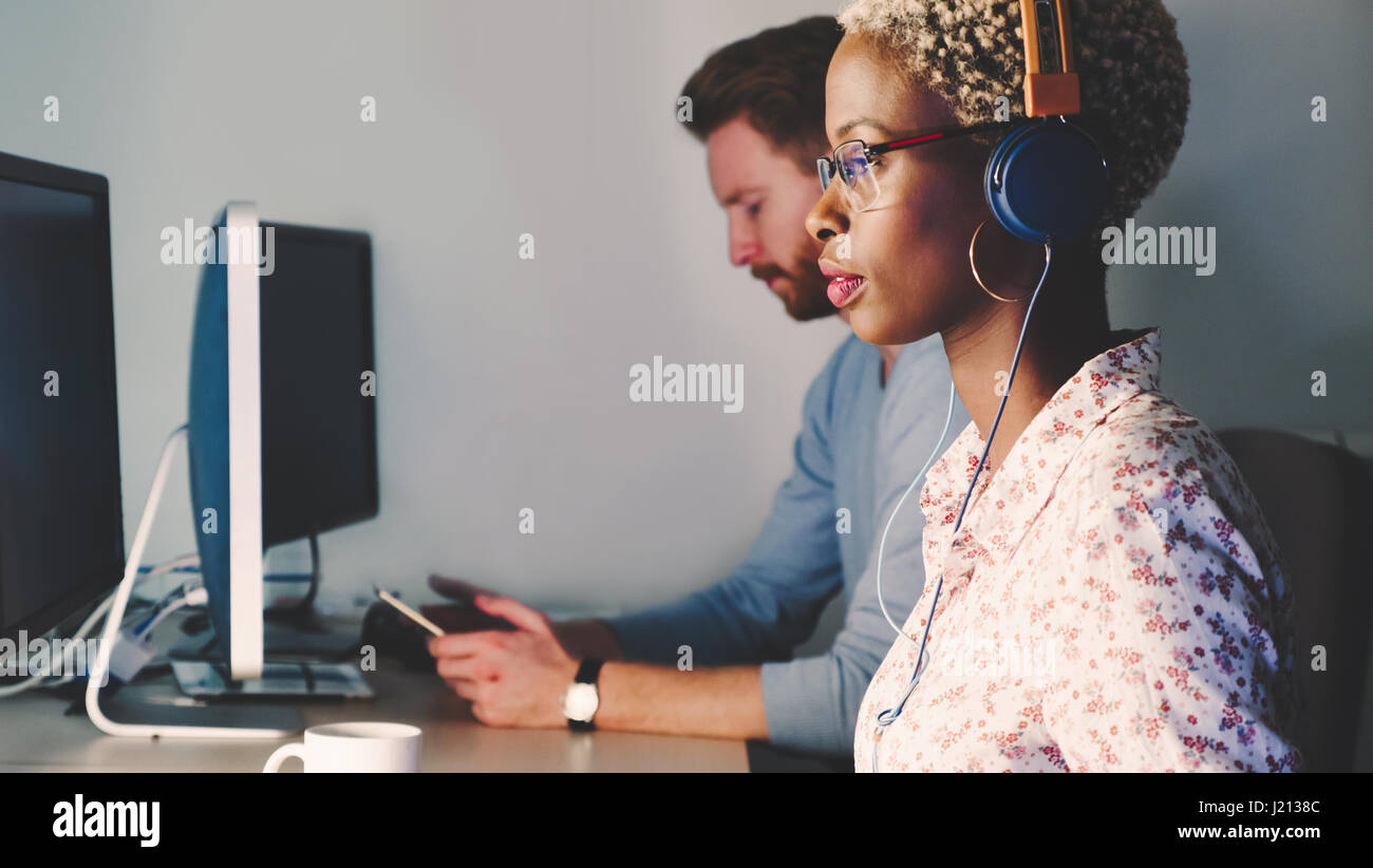 Female software developer working for IT company as programmer Stock ...