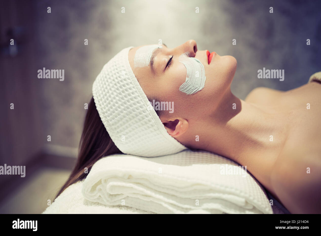 Professional cosmetic and massage treatment at wellbeing saloon Stock