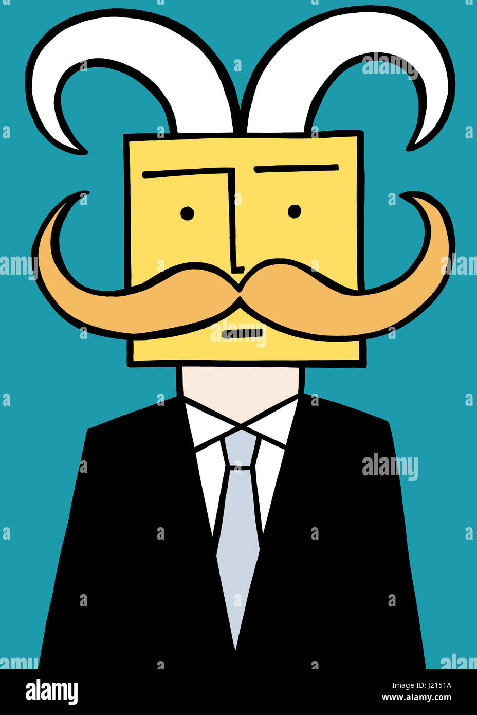 This may not be my face. A business illustration about thinking different thoughts. Stock Photo