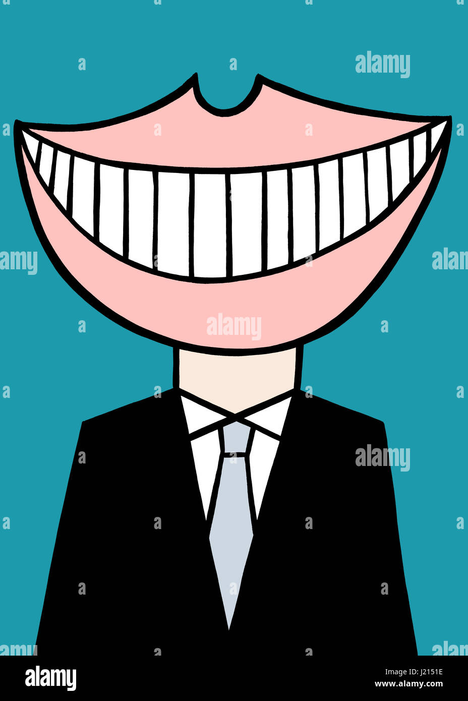 Smile. A business illustration about thinking different thoughts. Stock Photo