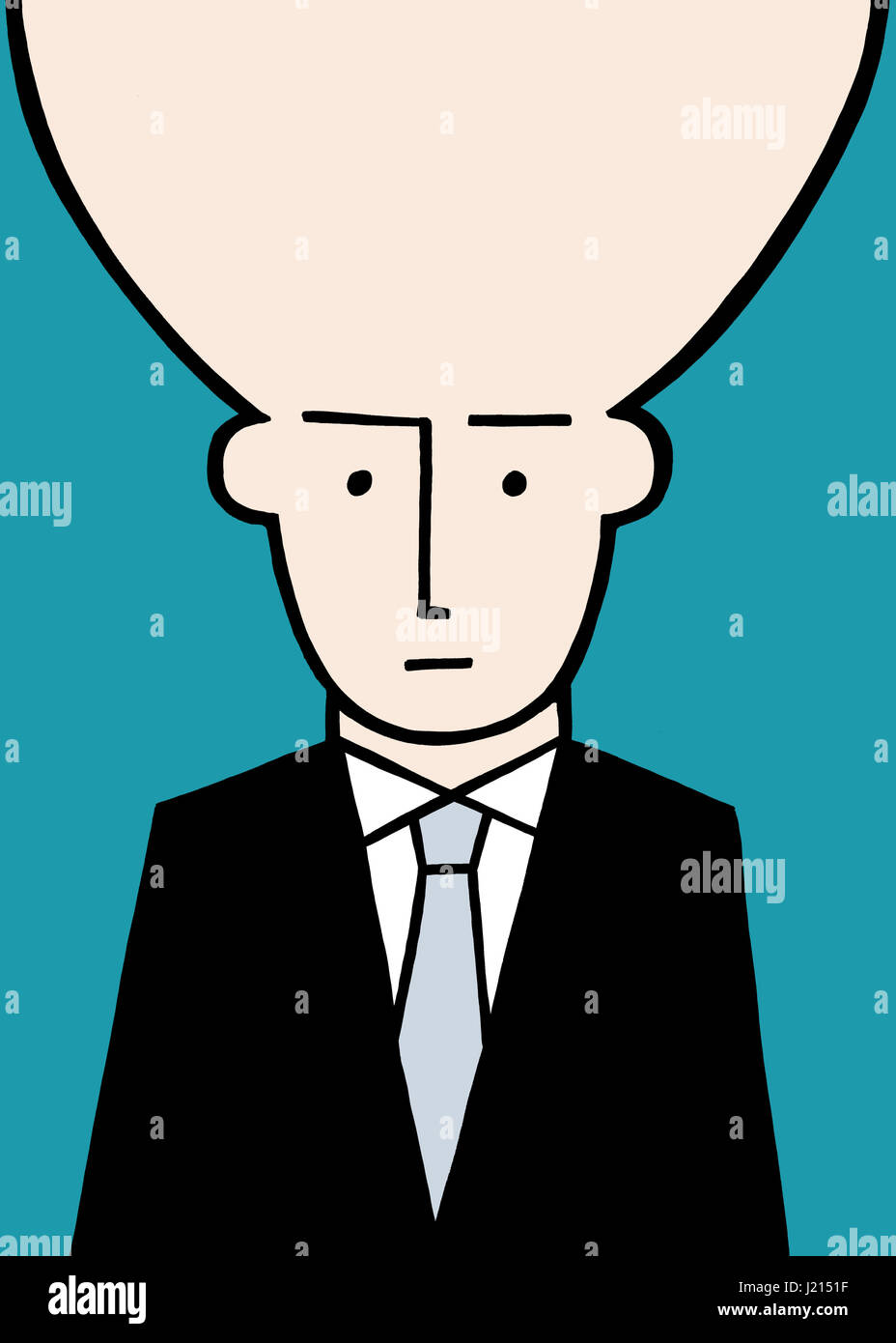 So much more going on up there. A business illustration about thinking different thoughts. Stock Photo