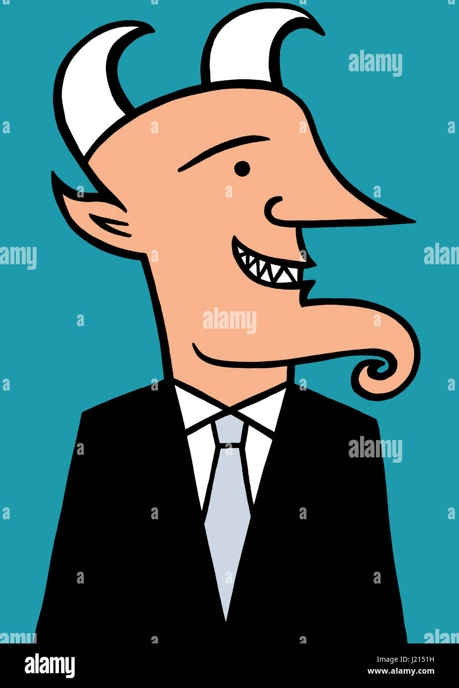 Business devil. A business illustration about thinking different thoughts. Stock Photo