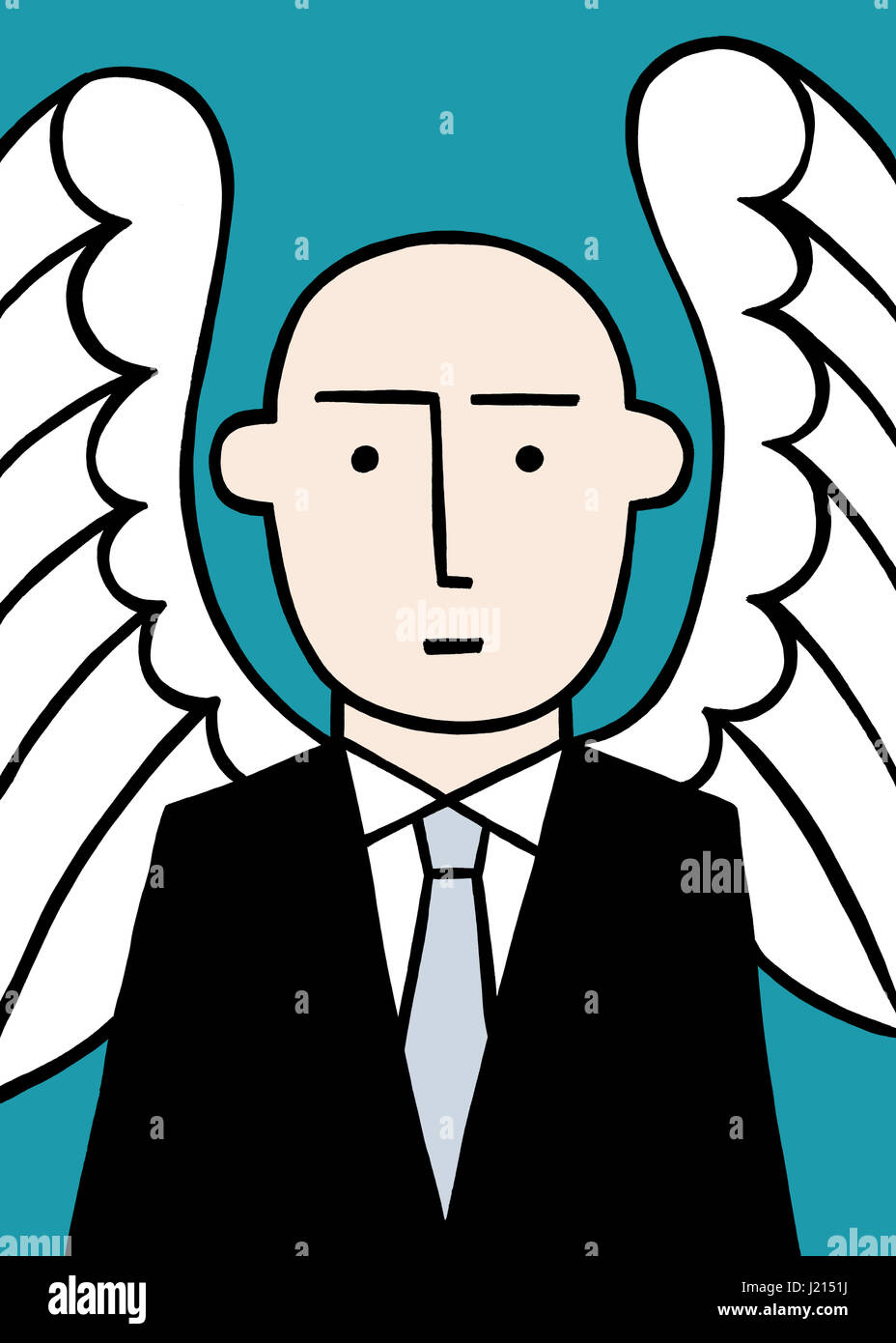 Business angel. A business illustration about thinking different thoughts. Stock Photo