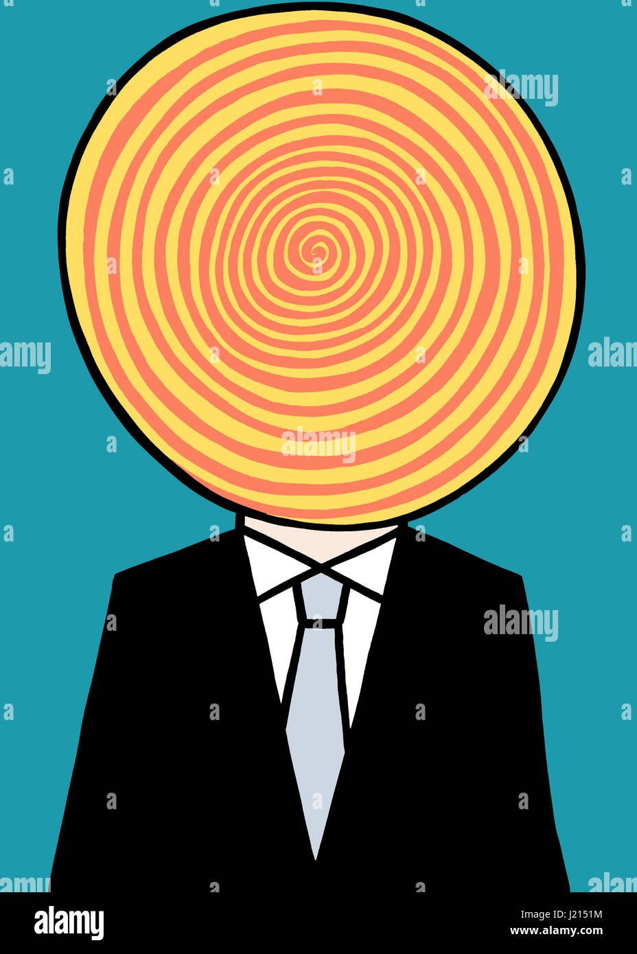 Look into my spinning mind. A business illustration about thinking different thoughts. Stock Photo