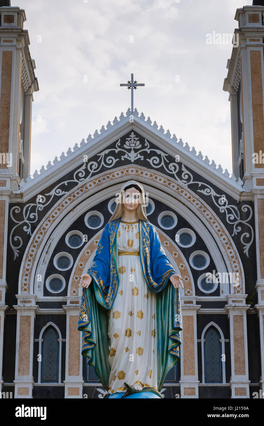 Saint Mary Statue of The Cathedral of The Immaculate Conception Chanthaburi at Chanthaburi Province of Thailand. Stock Photo