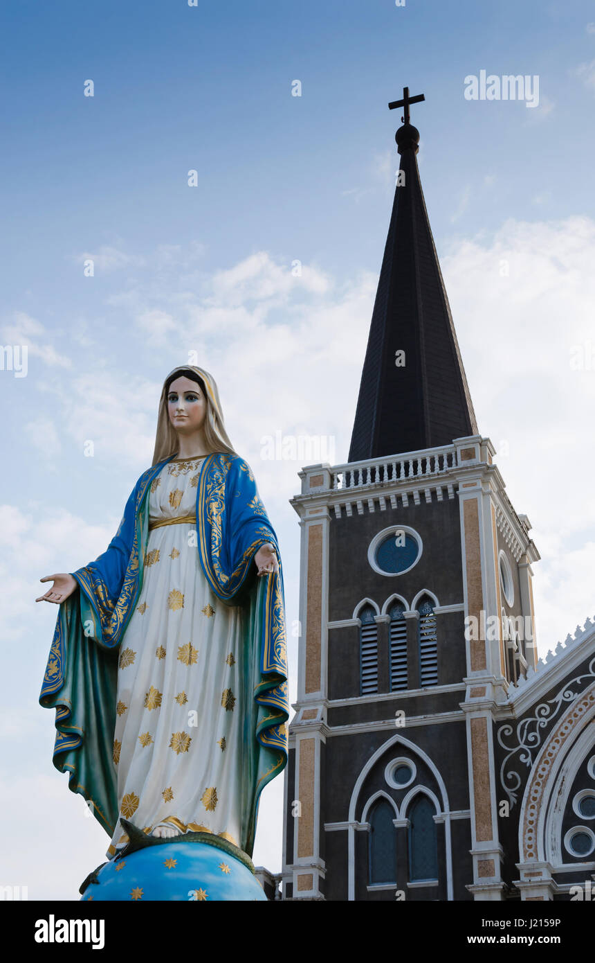 Saint Mary Statue of The Cathedral of The Immaculate Conception Chanthaburi at Chanthaburi Province of Thailand. Stock Photo