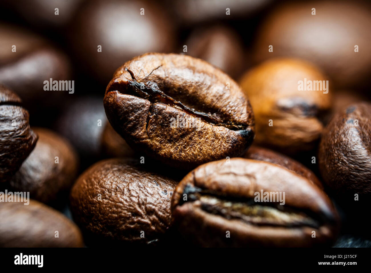  Black Coffee beans  close up extreme macro photography 
