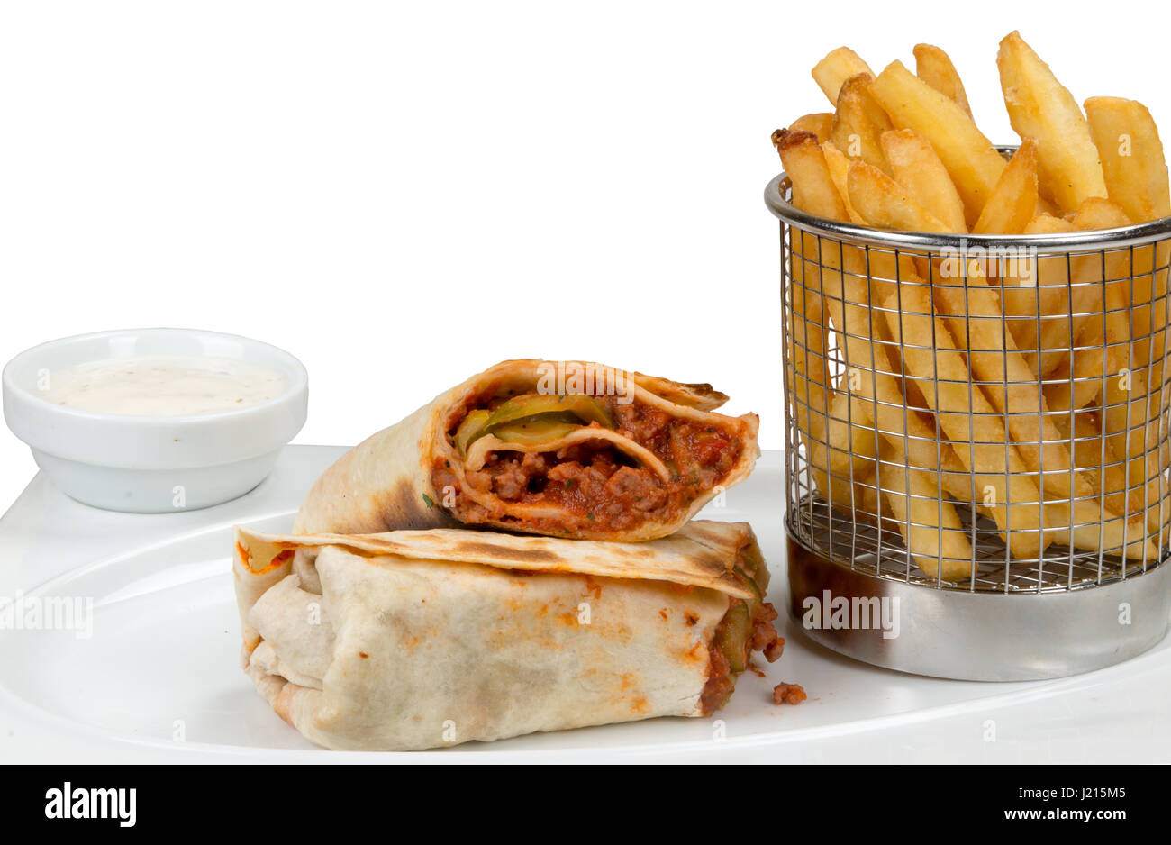 Fast food. Salted pancake with pepper, minced meat and tomato sauce