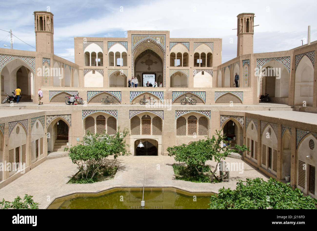 Agha Bozorg historical mosque and theological school in Kashan, Iran was built in late 18th century by master-mimar Ustad Haj Sa'ban-ali. Stock Photo