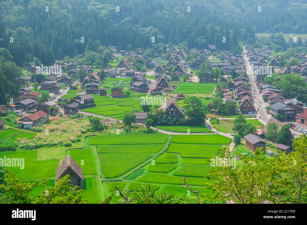 Historical Japanese village Shirakawago in spring season Stock Photo