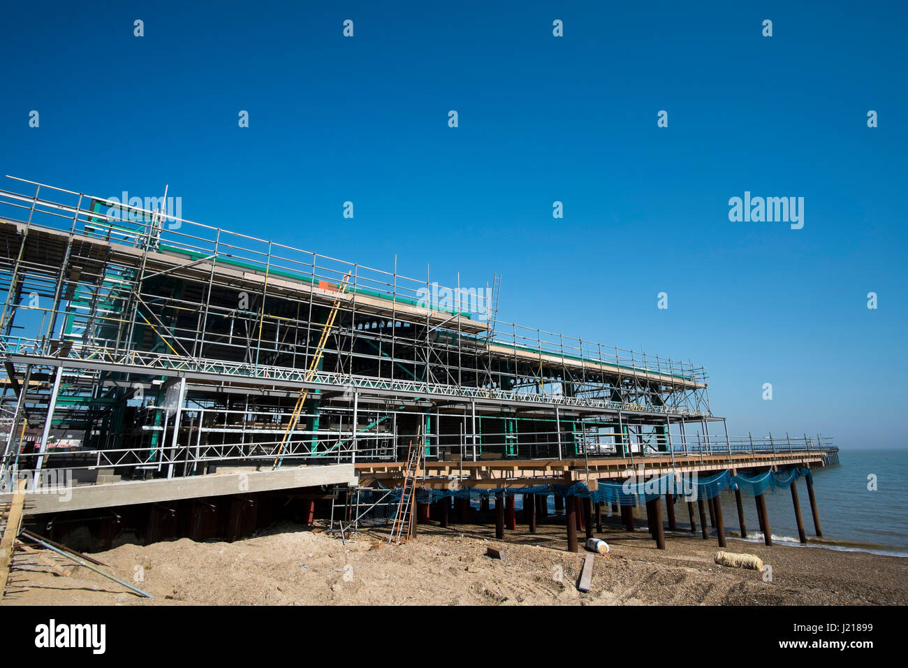 Building work being carried out on the pier in Felixstowe, Suffolk Stock Photo