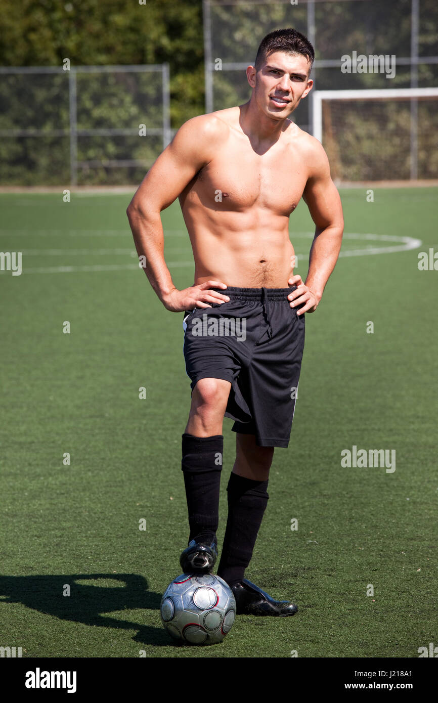 A shot of a hispanic soccer or football player Stock Photo