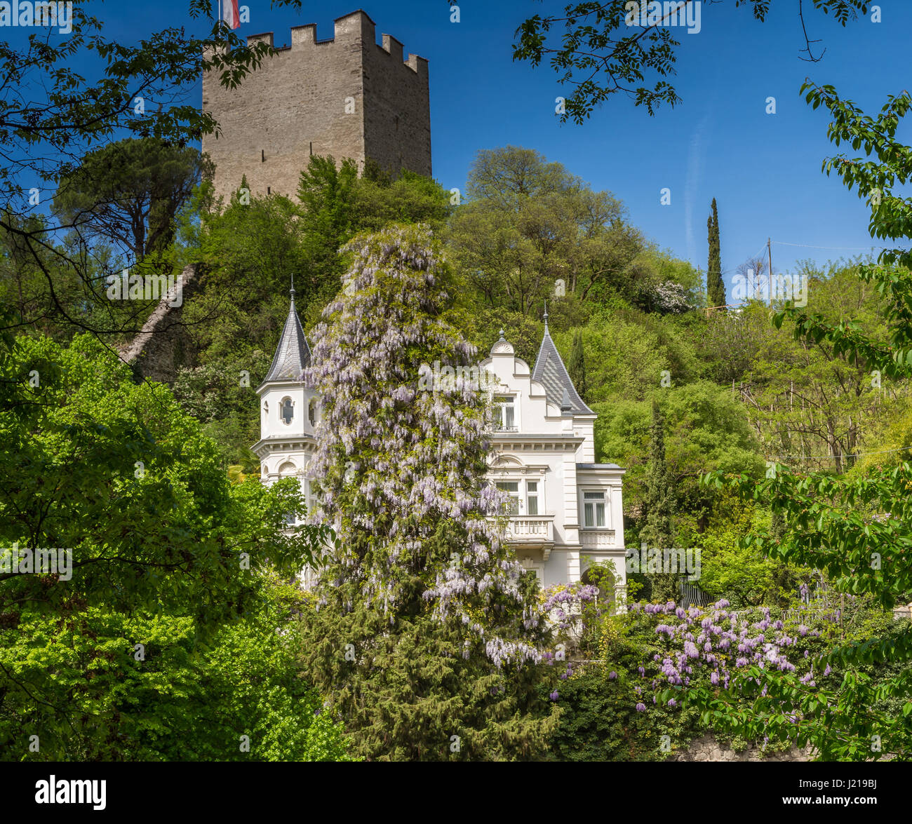 The most beautiful promenade in Merano Stock Photo