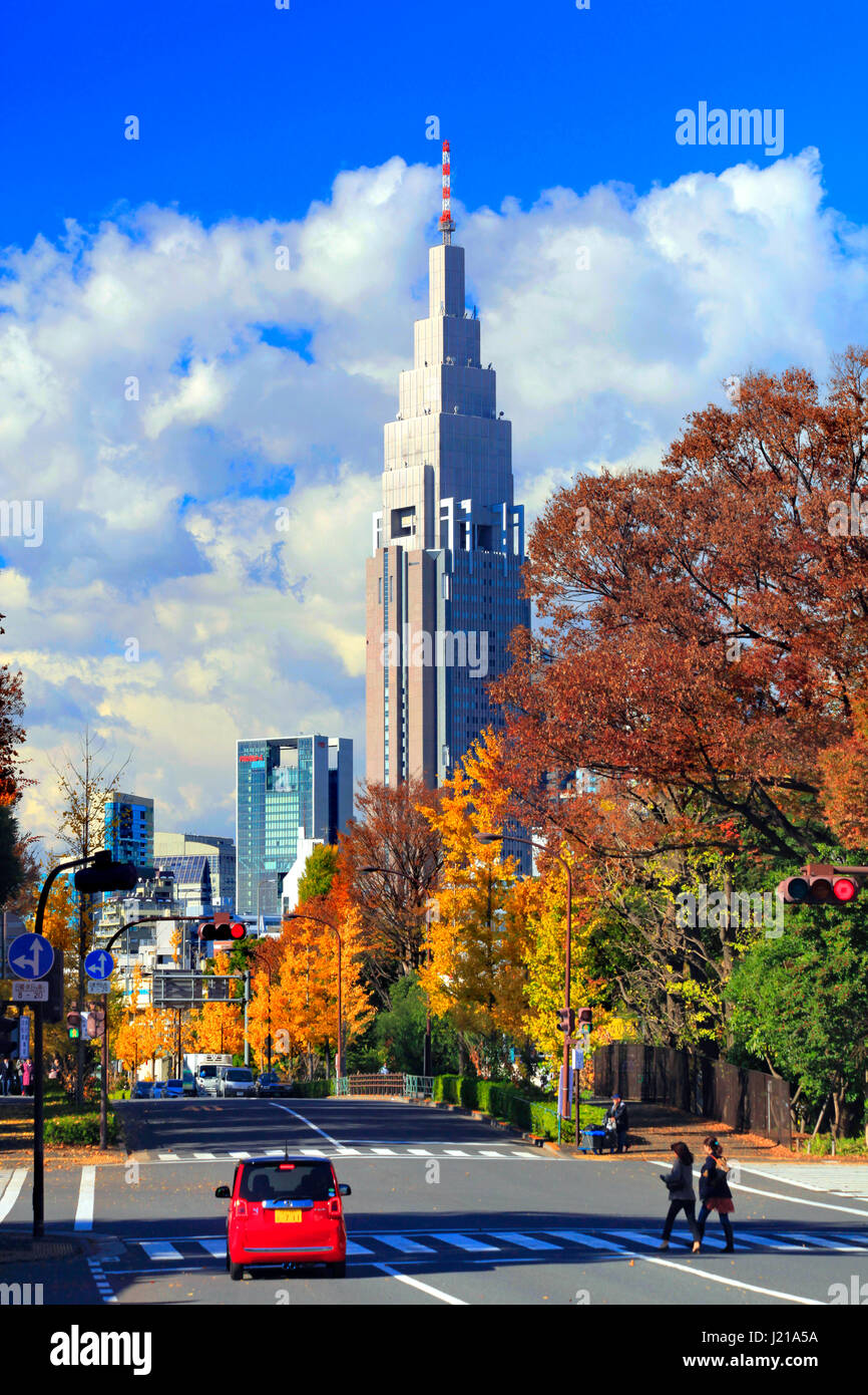 NTT Docomo Yoyogi Building View from Meiji Jingu Gaien Shibuya Tokyo Japan Stock Photo