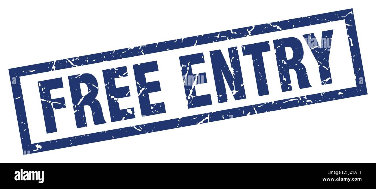 square grunge blue free entry stamp Stock Vector