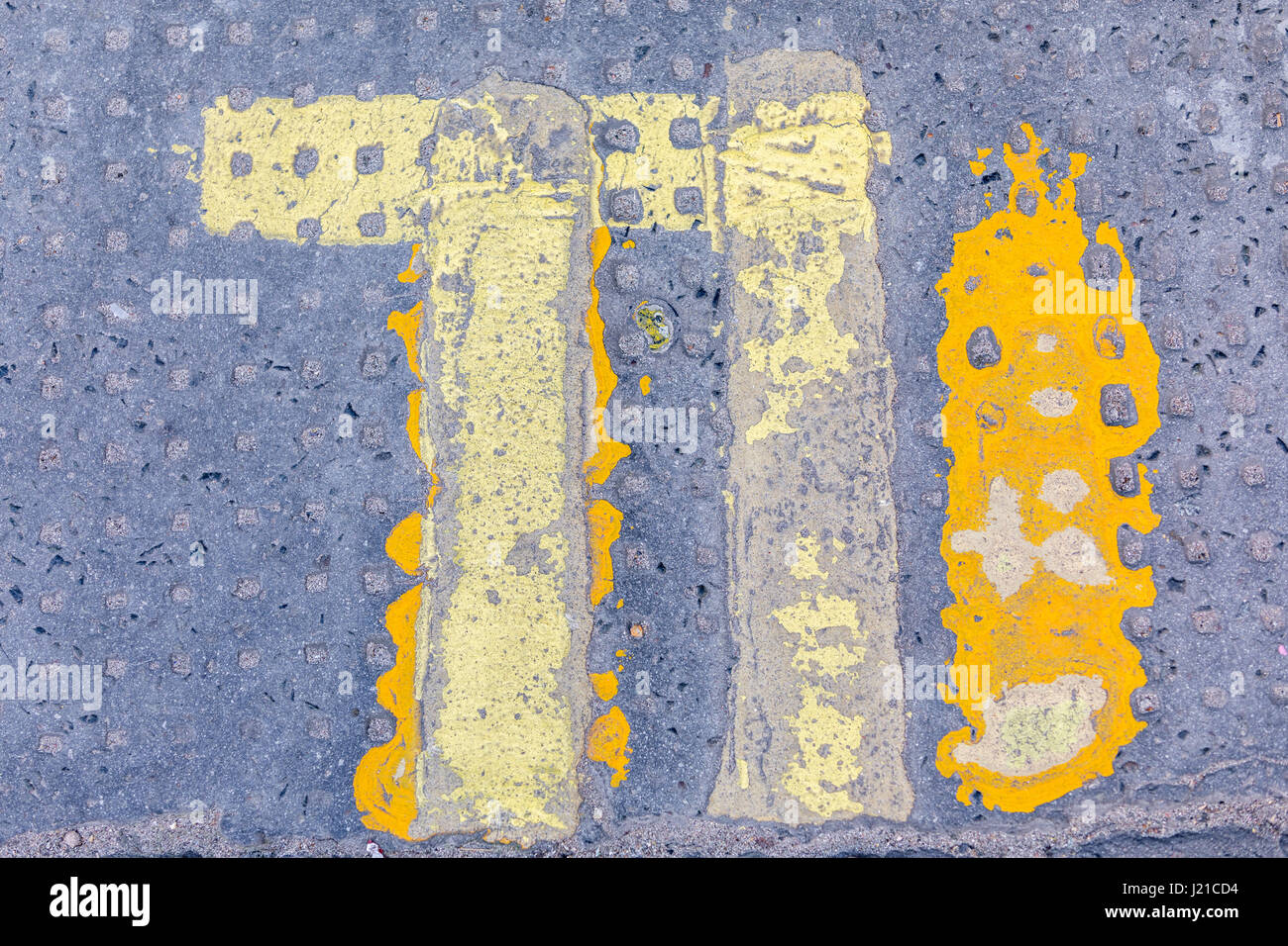 old traffic markings on a London street, London, England, UK Stock