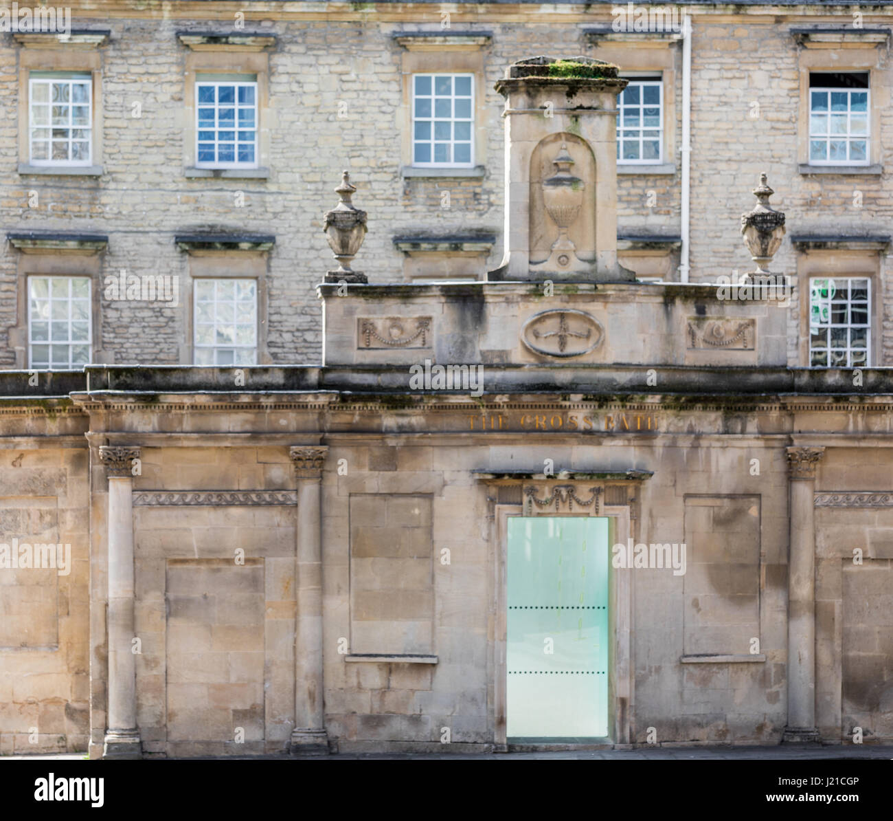 enrance to a bath house in the city of Bath, England, UK Stock Photo