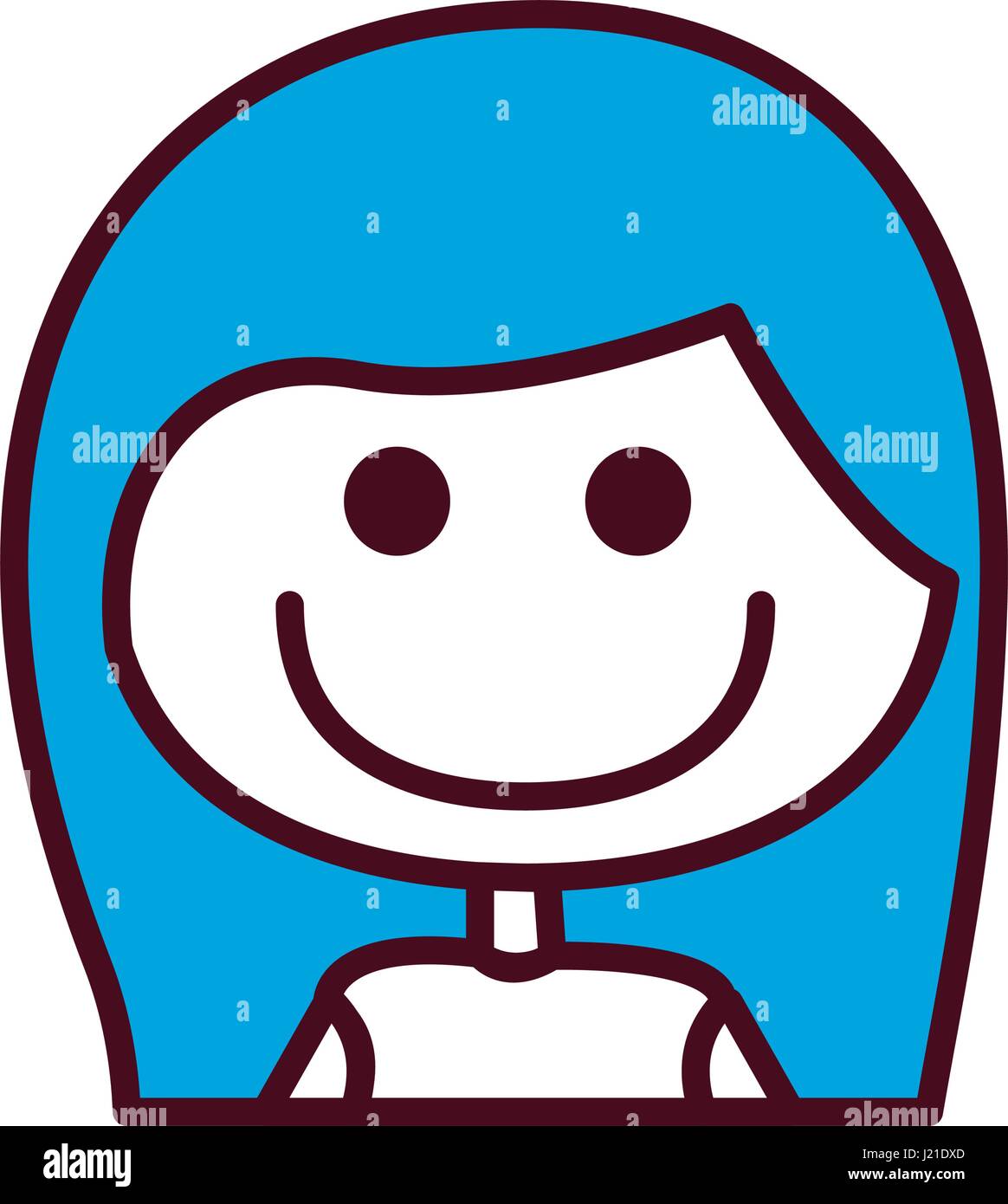 Hand Drawing Silhouette Half Body Girl With Blue Short