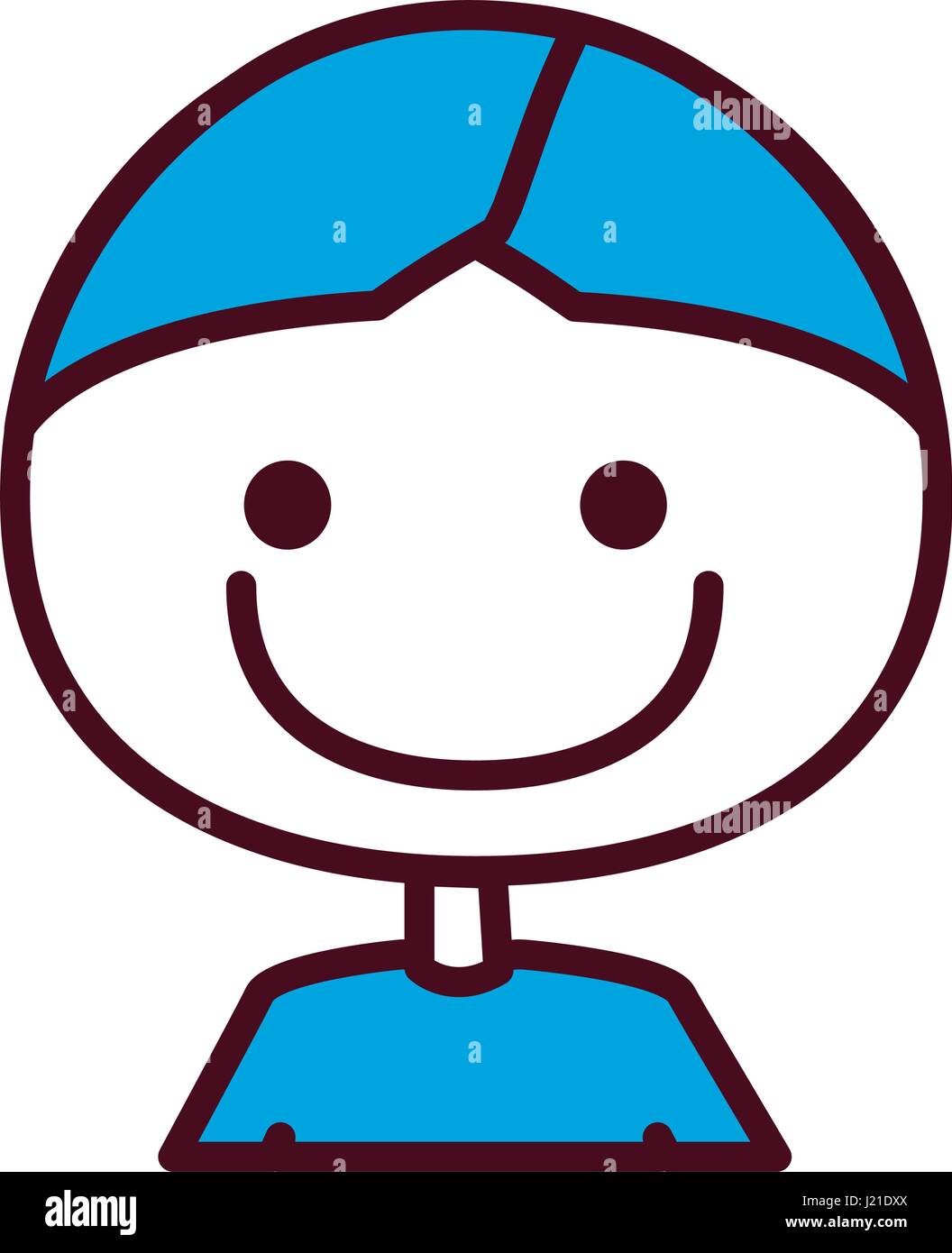 Hand Drawing Silhouette Half Body Boy Blue Hair With T Shirt Stock Vector Image Art Alamy