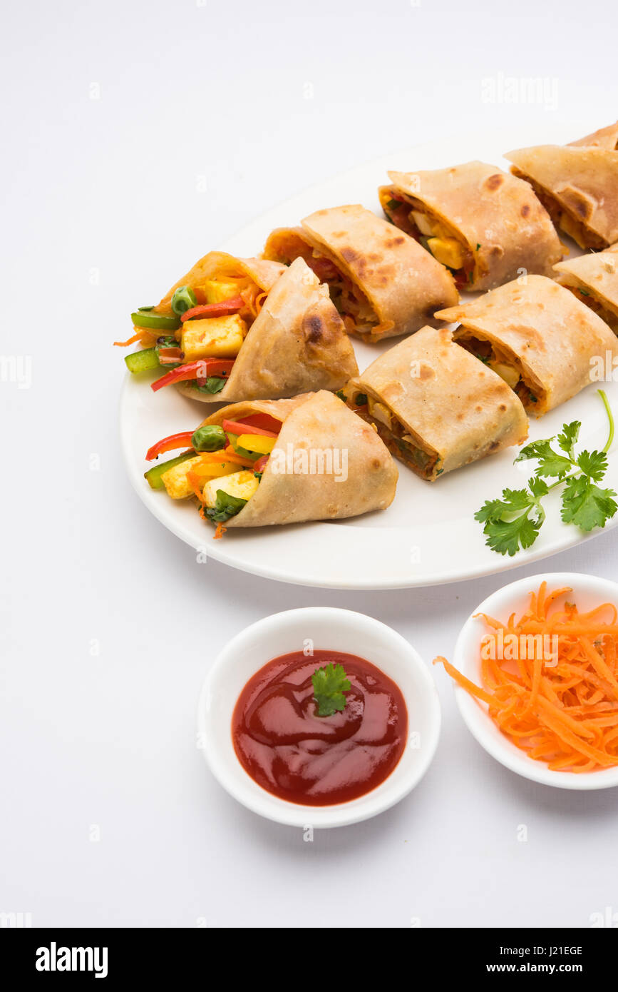Indian Popular Snack Food Called Vegetable Spring Rolls Or Veg