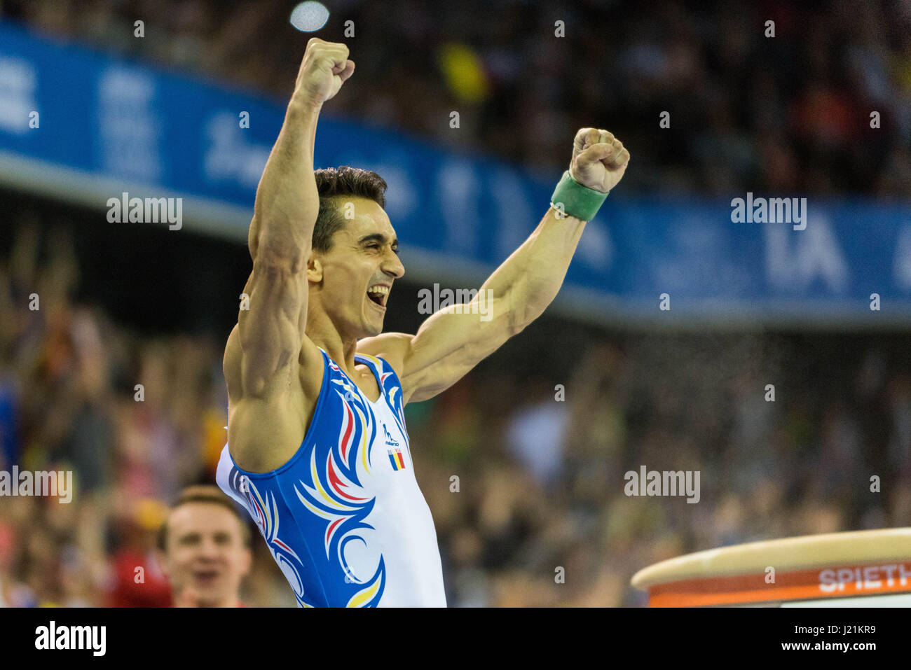 Marian Dragulescu (ROU)   after his performance on vault during the Men's Apparatus Finals at the European Men's and Women's Artistic Gymnastics Championships in Cluj Napoca, Romania. 23.04.2017 Credit: Cronos/Alamy Live News Stock Photo