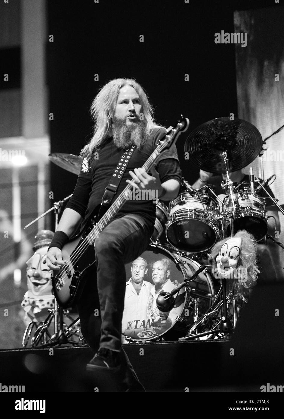 Las Vegas Nevada, April 22, 2017 - Troy Sanders bassist of the band Mastodon, Day 2 at Las Rageous in the Downtown Event Center (DLVEC) in Las Vegas Nevada - photo credit: Ken Howard/Alamy. Stock Photo