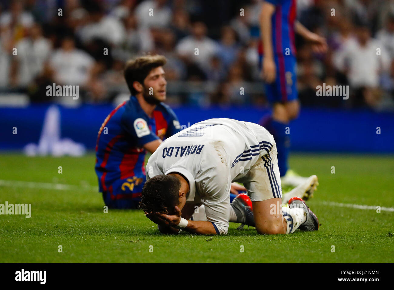 Cristiano Ronaldo dos Santos 7 Real Madrid s player. La Liga between Real Madrid vs FC Barcelona at the Santiago Bernabeu stadium in Madrid Spain April 23 2017 Stock Photo Alamy